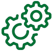 Two green gear icons